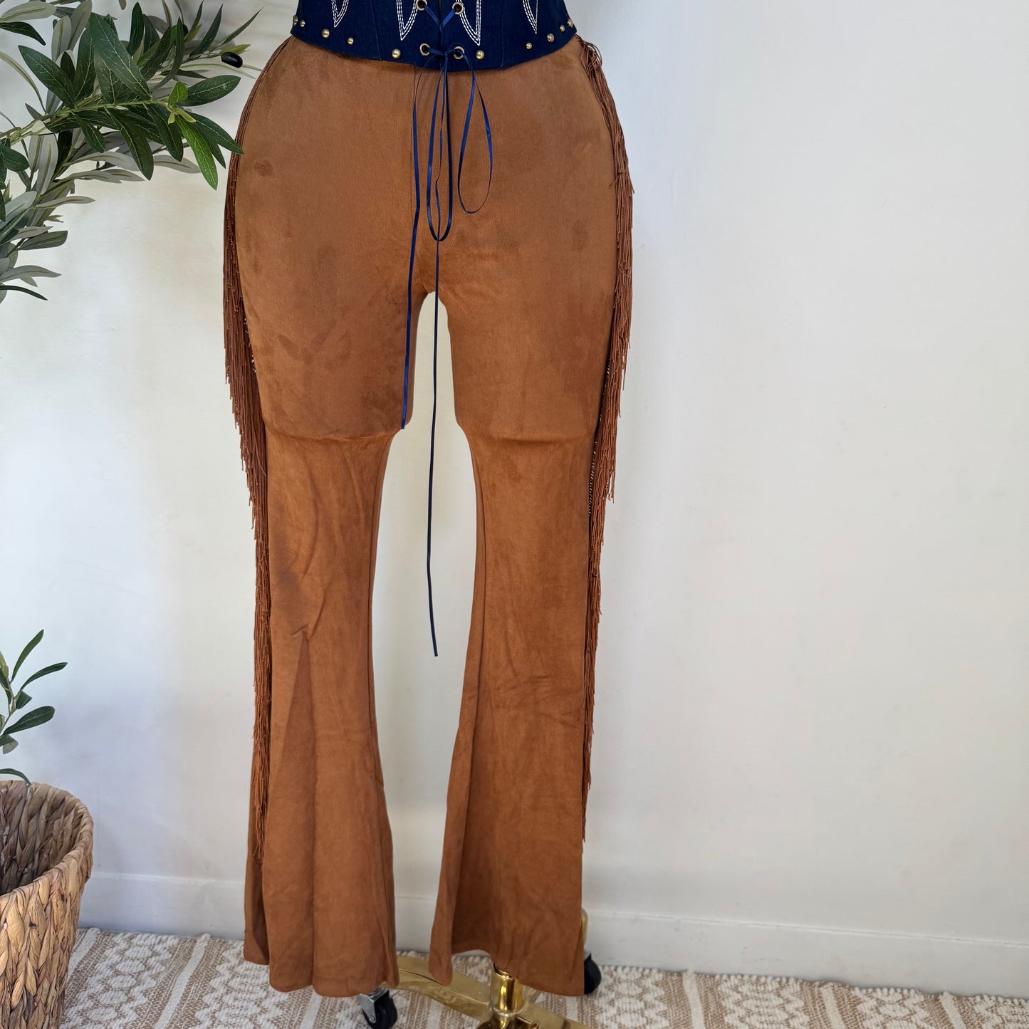 Fringe Pants-Camel