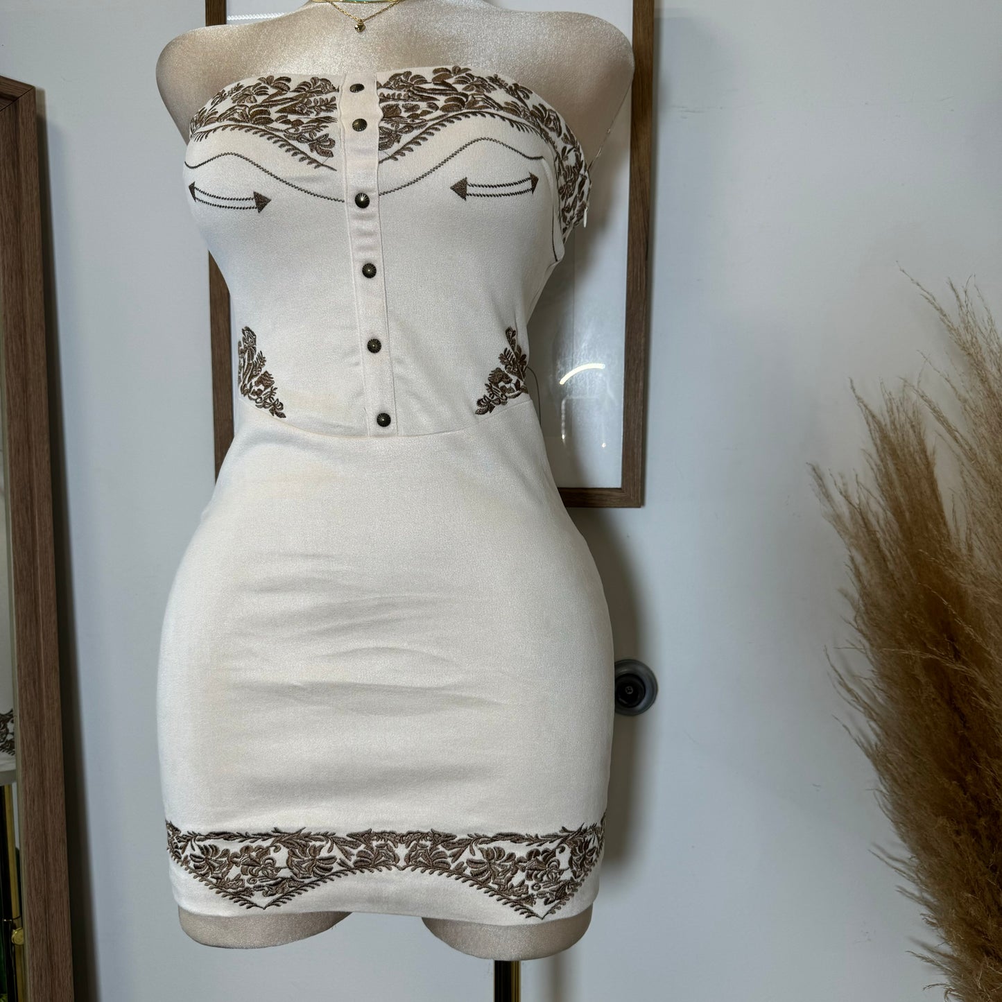 La Bota Suede Dress-Cream