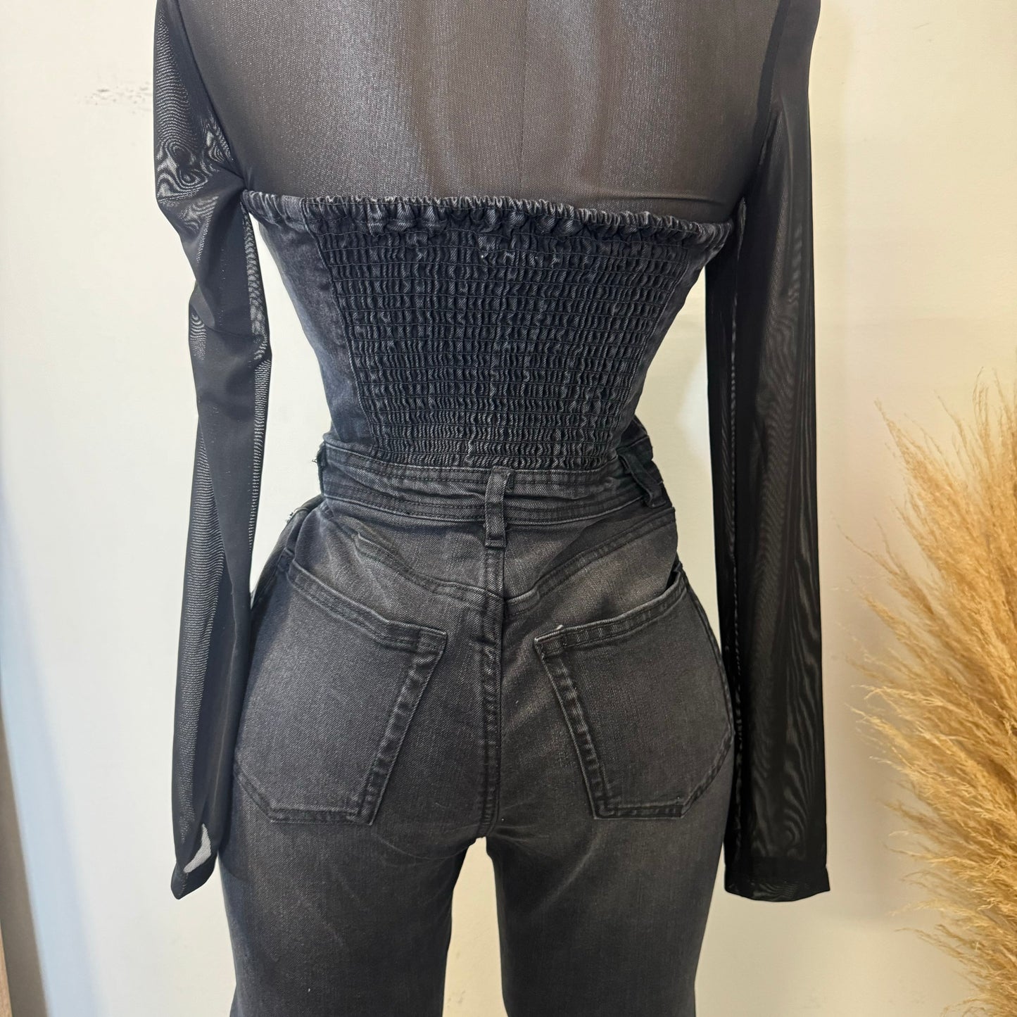 Rodeo Strapless Denim Jumpsuit-Black1