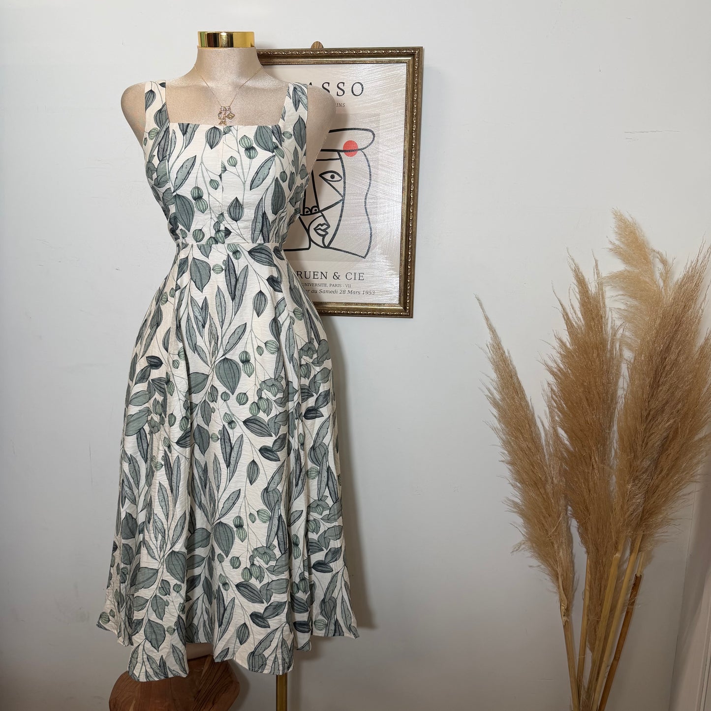 Picnic Corset Midi Dress-Sage Green