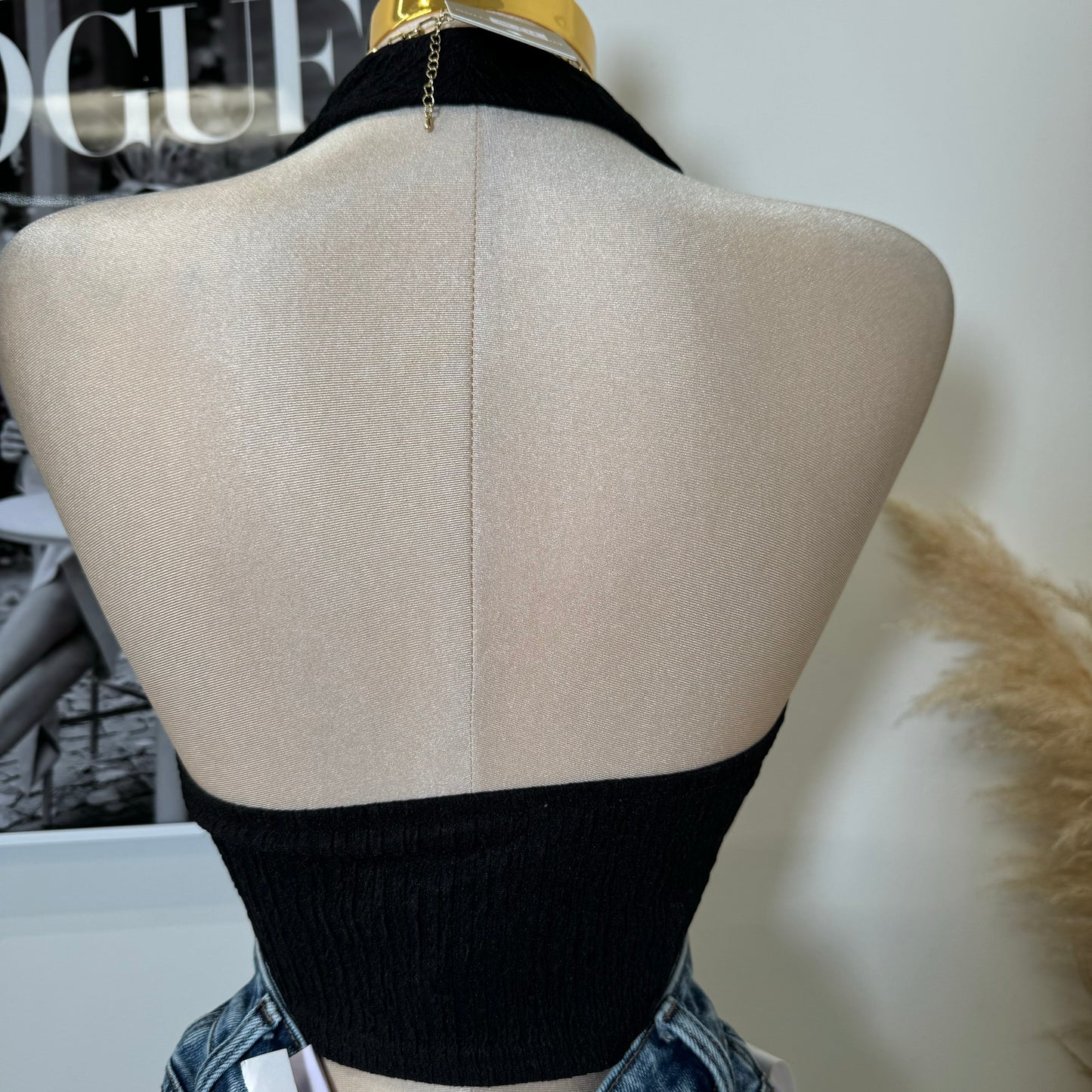 Cowl Crop Top-black