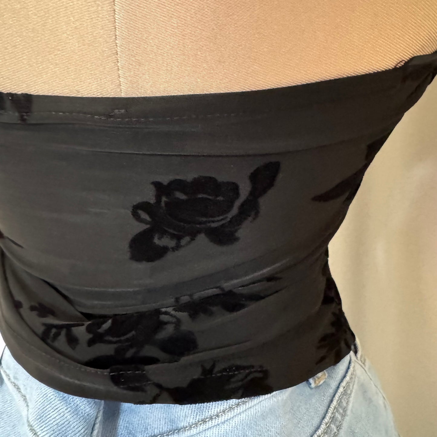 Tube Asymmetrical Hem Top -Black