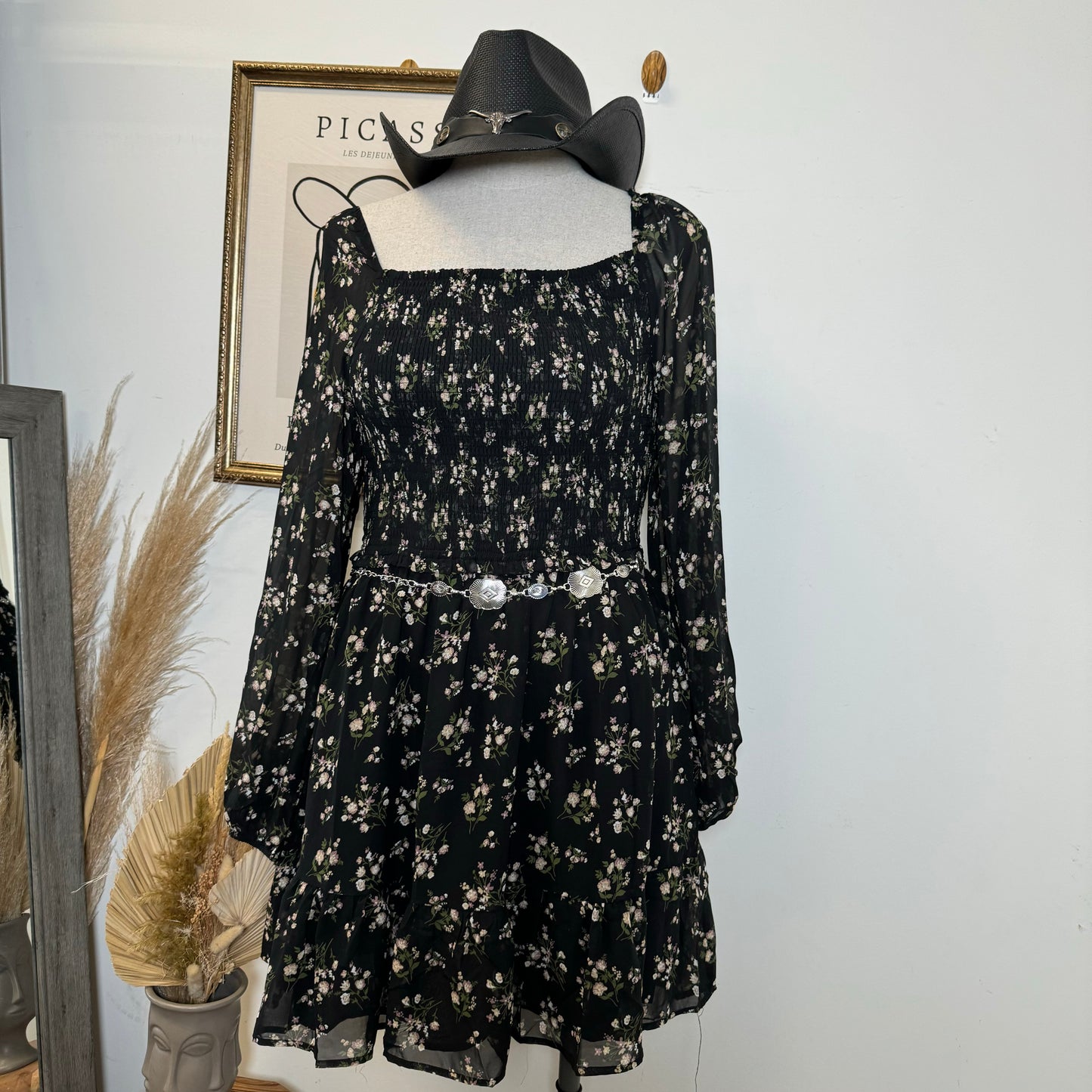 Plus size Long Sleeve Dress-Black