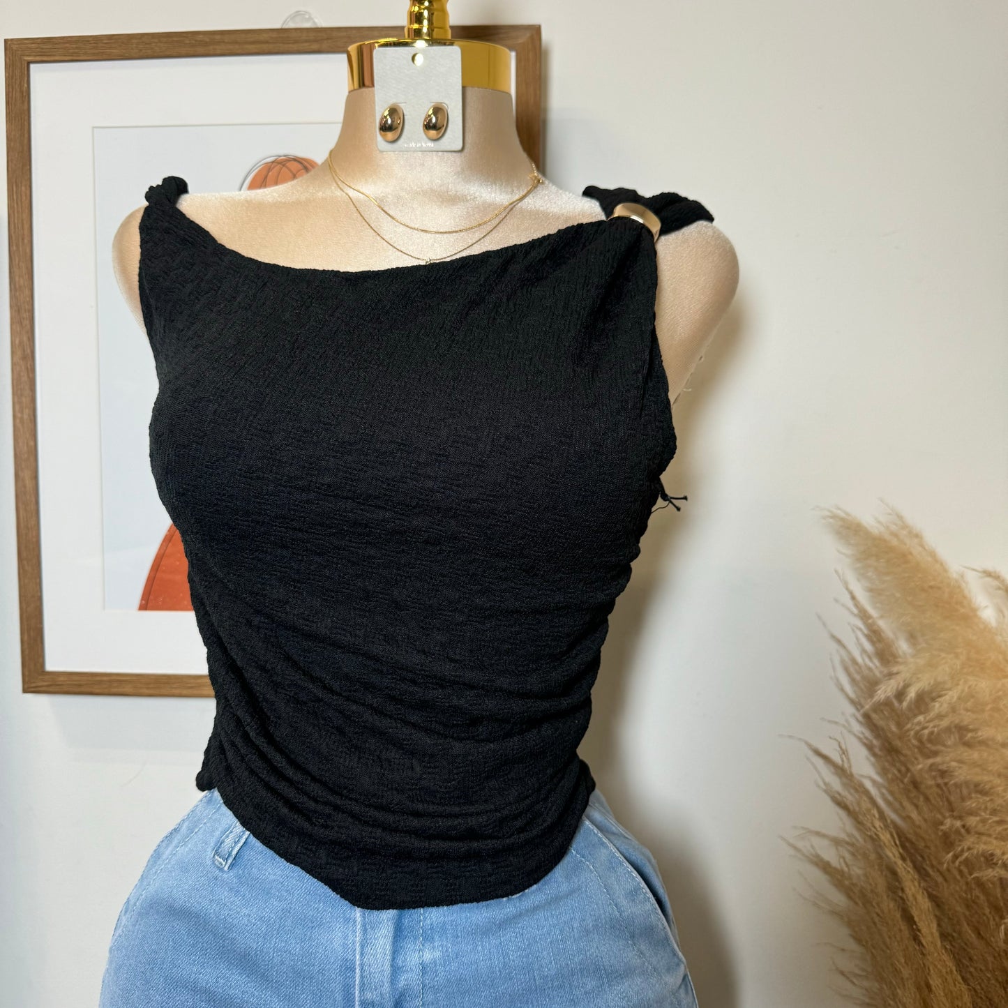 Metak Trim Textured Top-Black