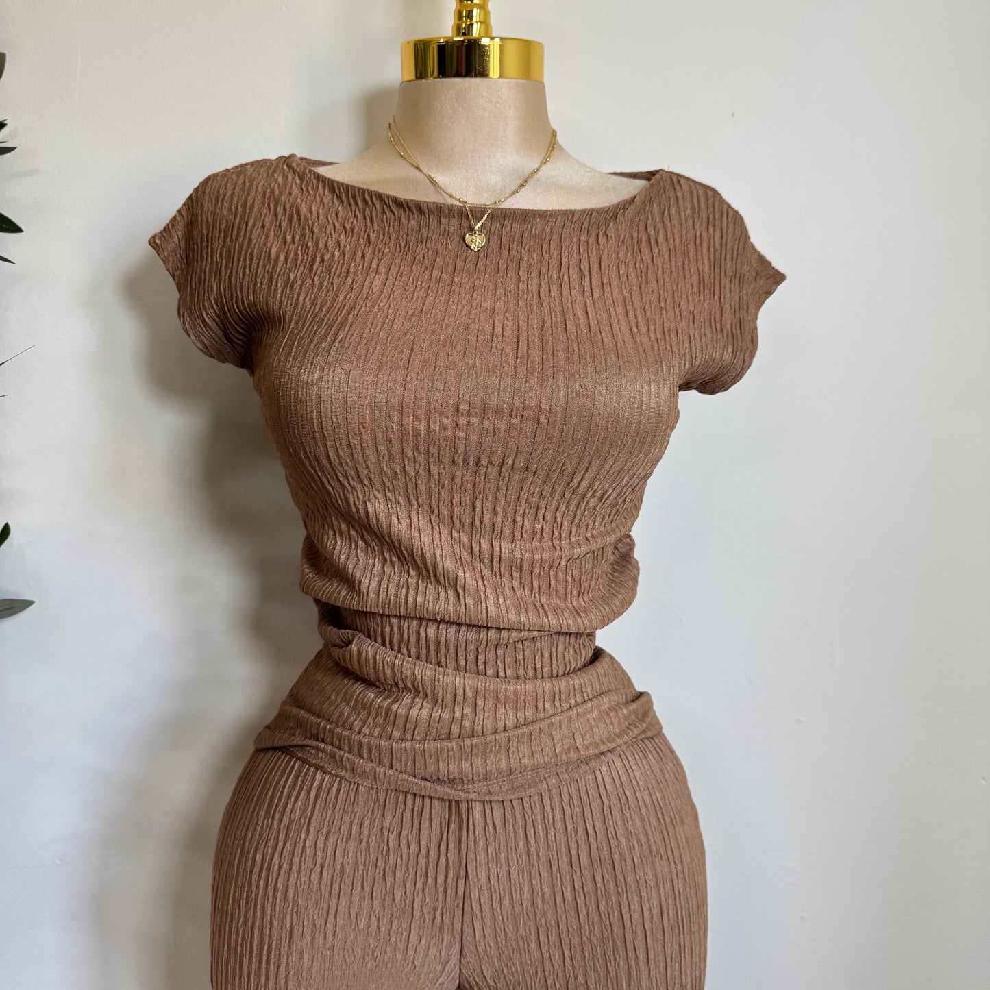 Timira Short Sleeve Pant set -Brown