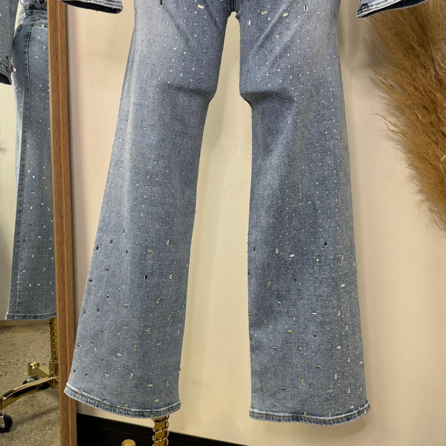 Ximena Rhinestone Pants-Blue