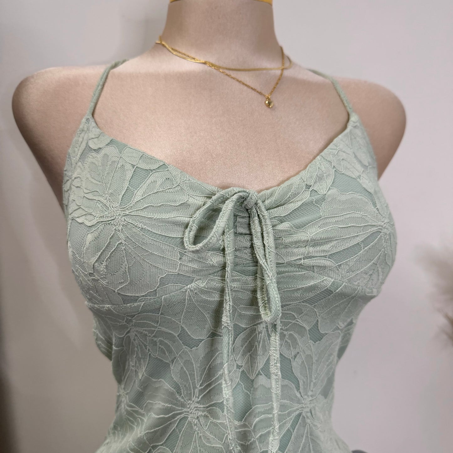 Tie Front Open Back Maxi Dress -Sage Green