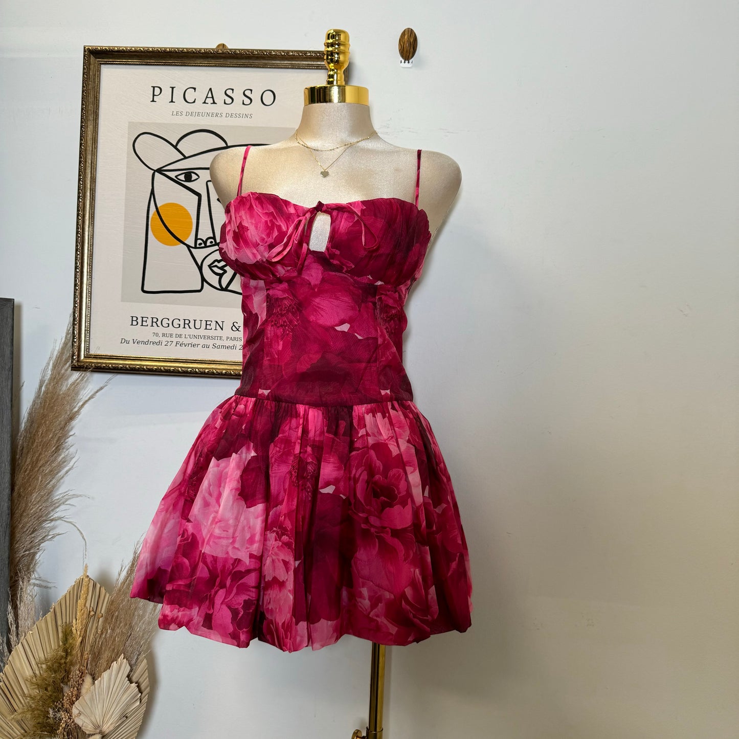 Rose Bubble Dress-Hot Pink