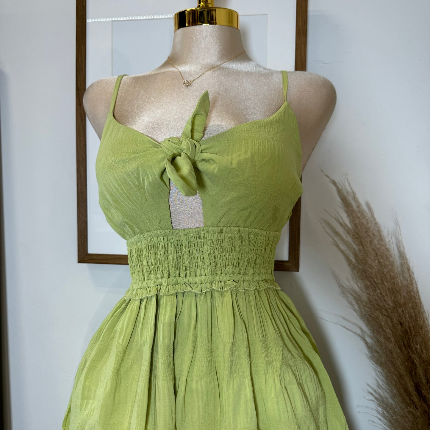 Luxia Self Tie Dress-Cyber Lime