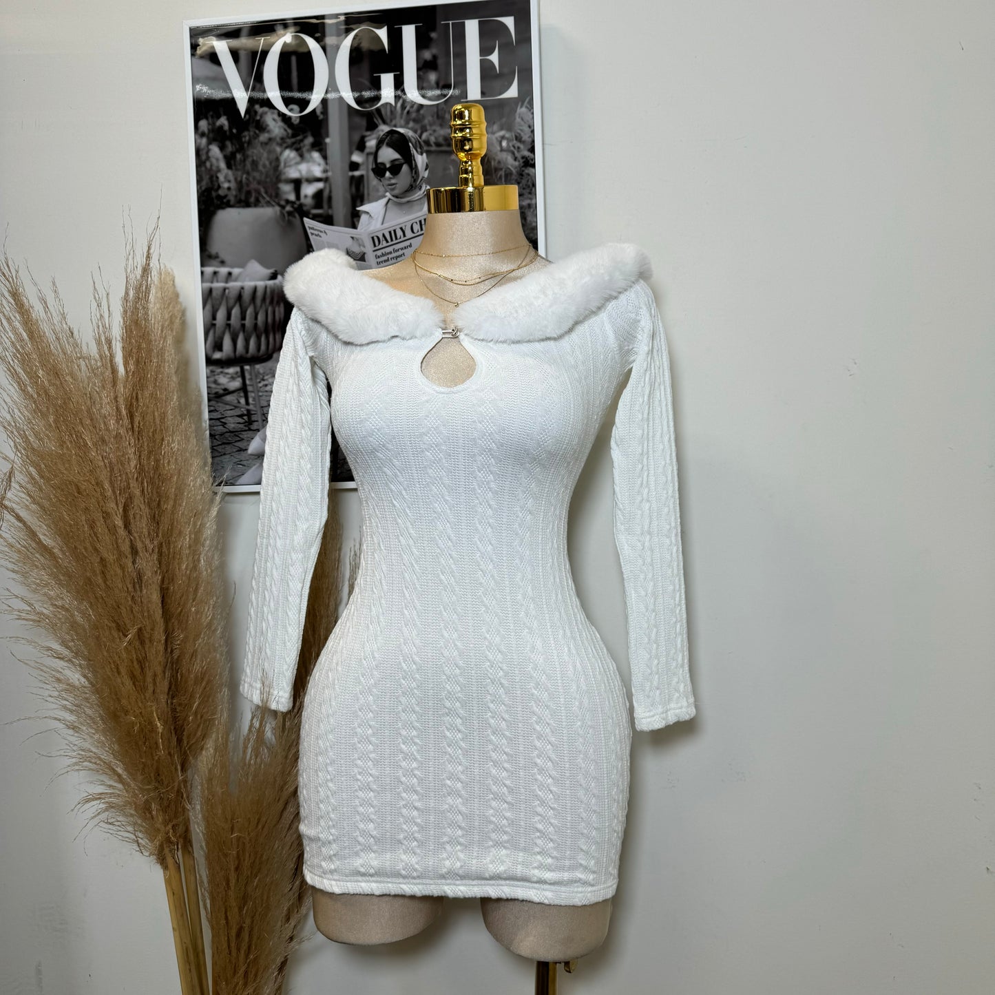 Reloj Long Sleeve Dress-White