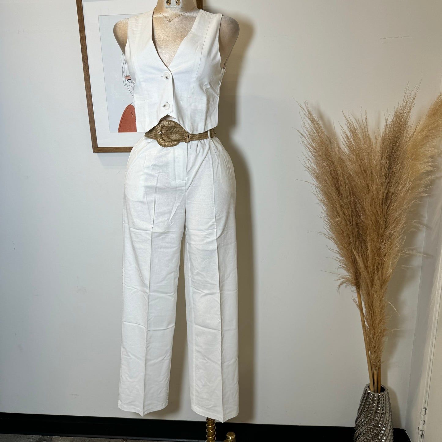 Verano Pant Two Piece Set-White