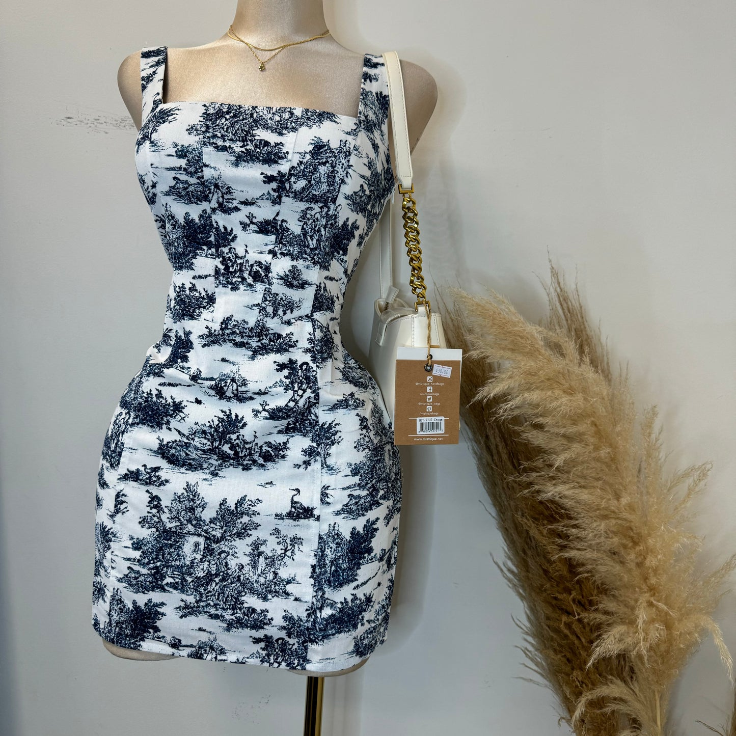 Hayden Corset Dress-Blue/White