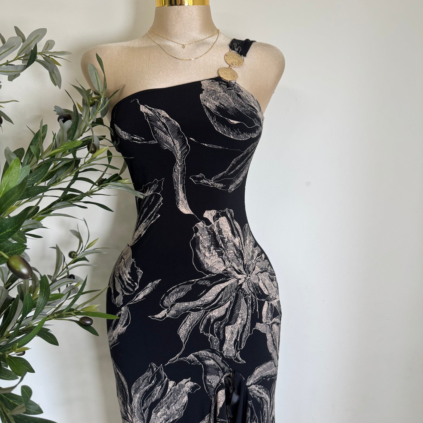 Karina Mesh Dress-Black Flowe Print