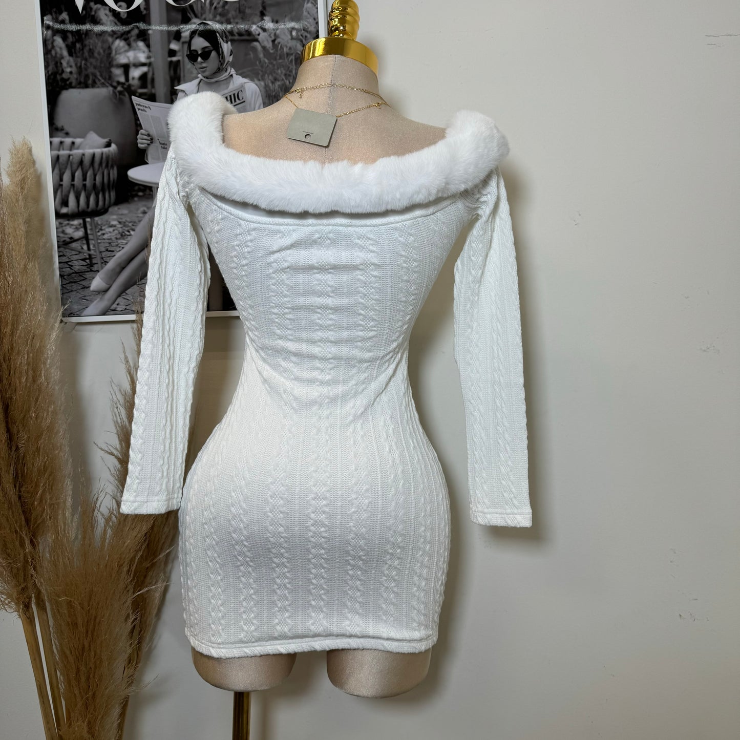 Reloj Long Sleeve Dress-White