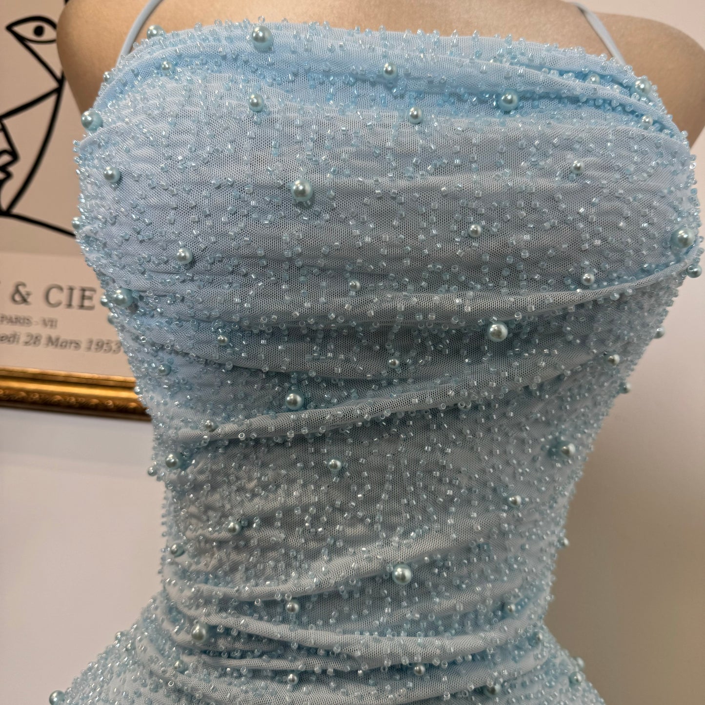 Sexy Pearl Dress-Baby Blue
