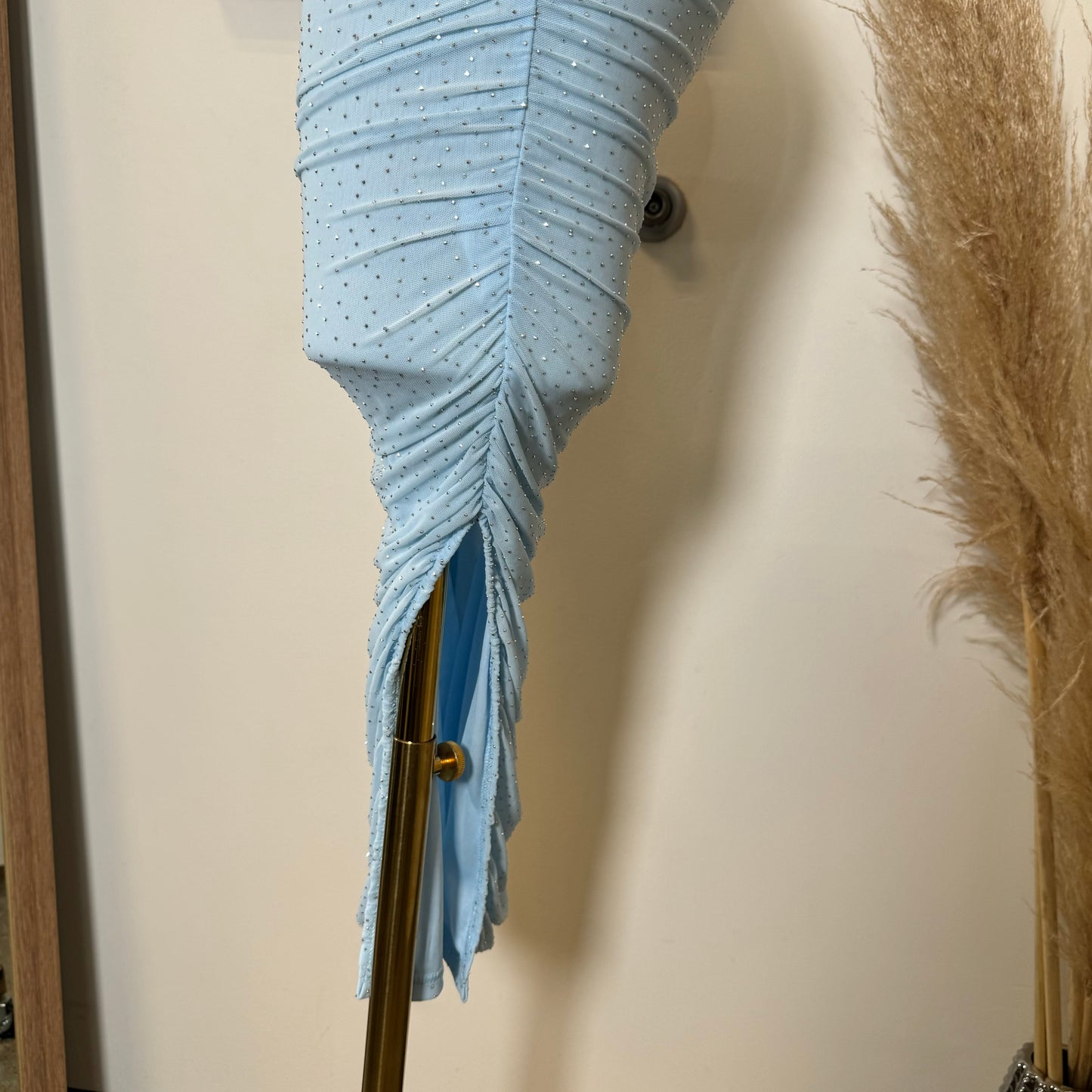 Cielo Rhinestone Midi Dress-Blue