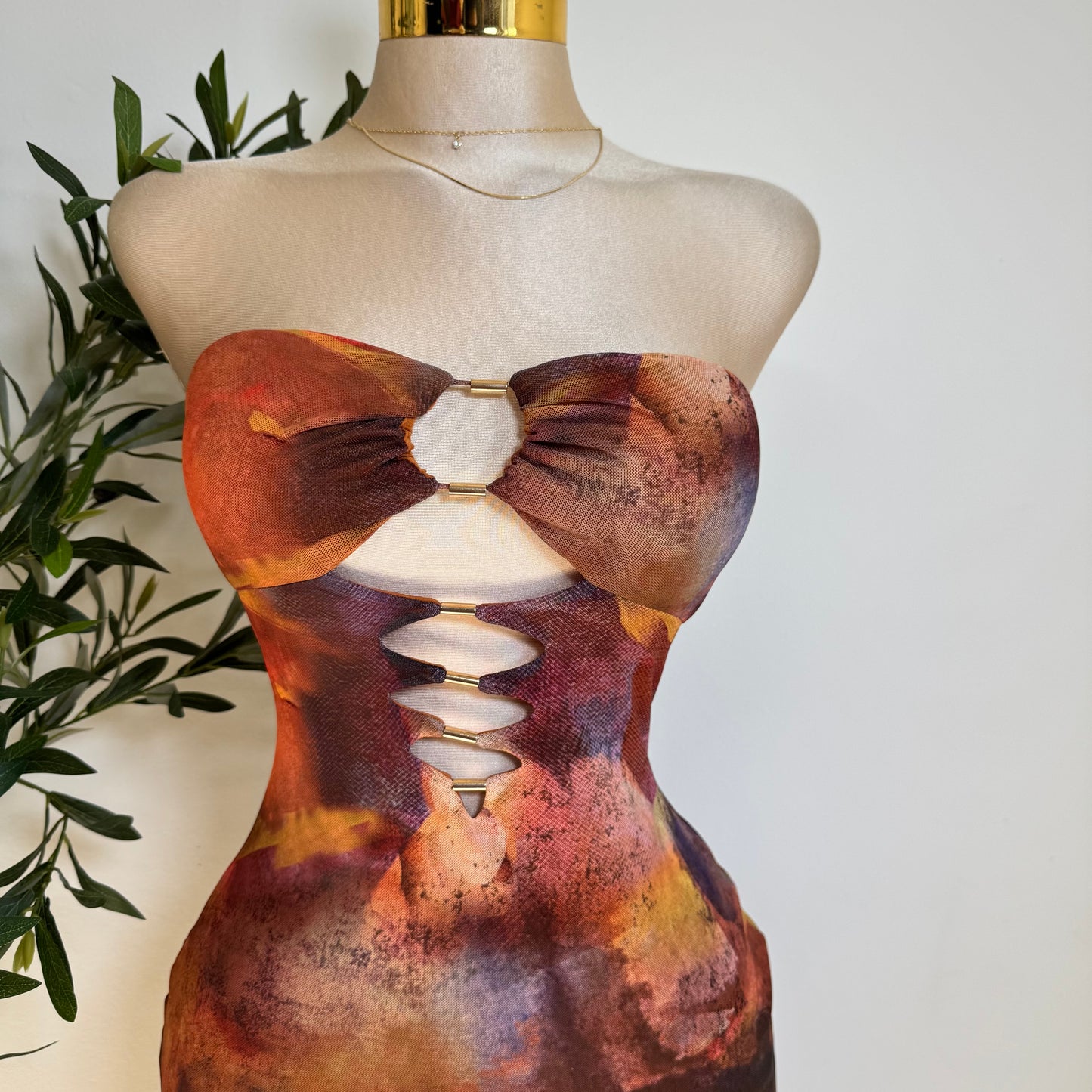 Karol Strapless Dress-Multi Orange