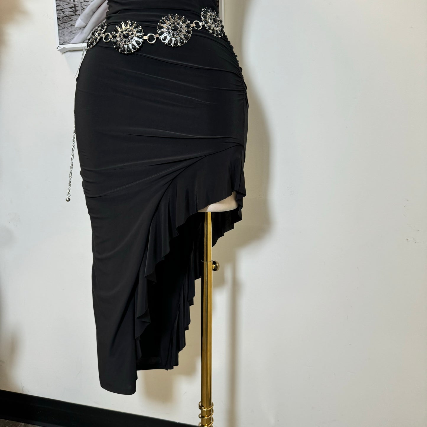 Halter Asymmetrical Dress-Black