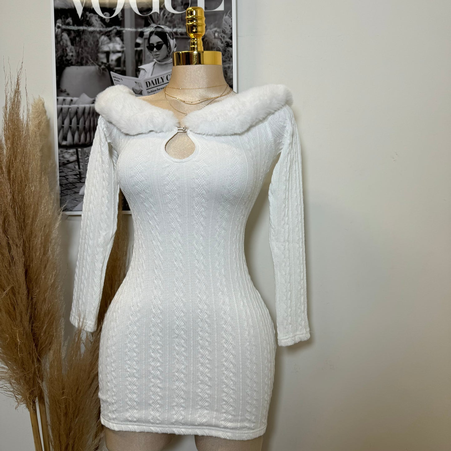 Reloj Long Sleeve Dress-White