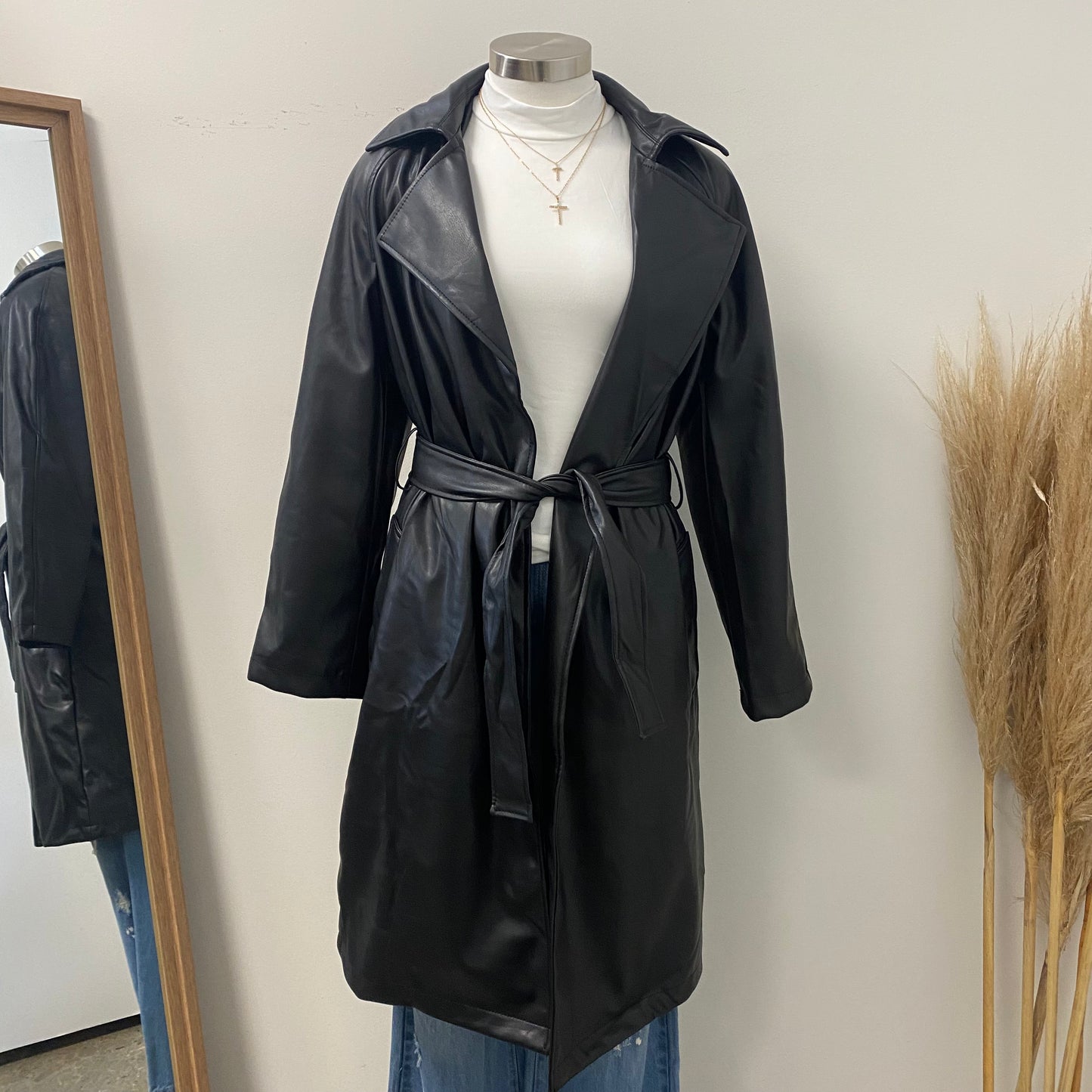 Alta Leather Coat- Black