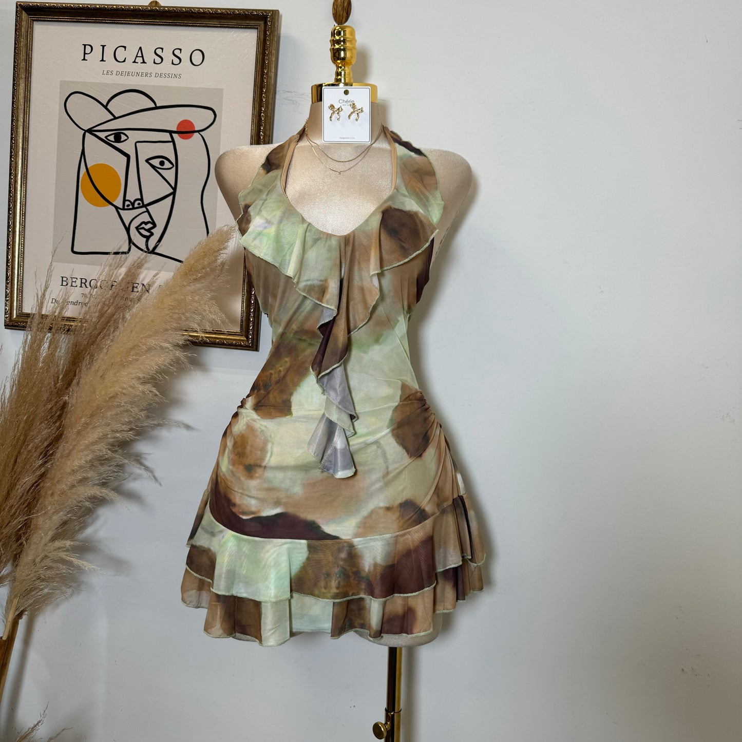 Amy  Halter Dress-Green