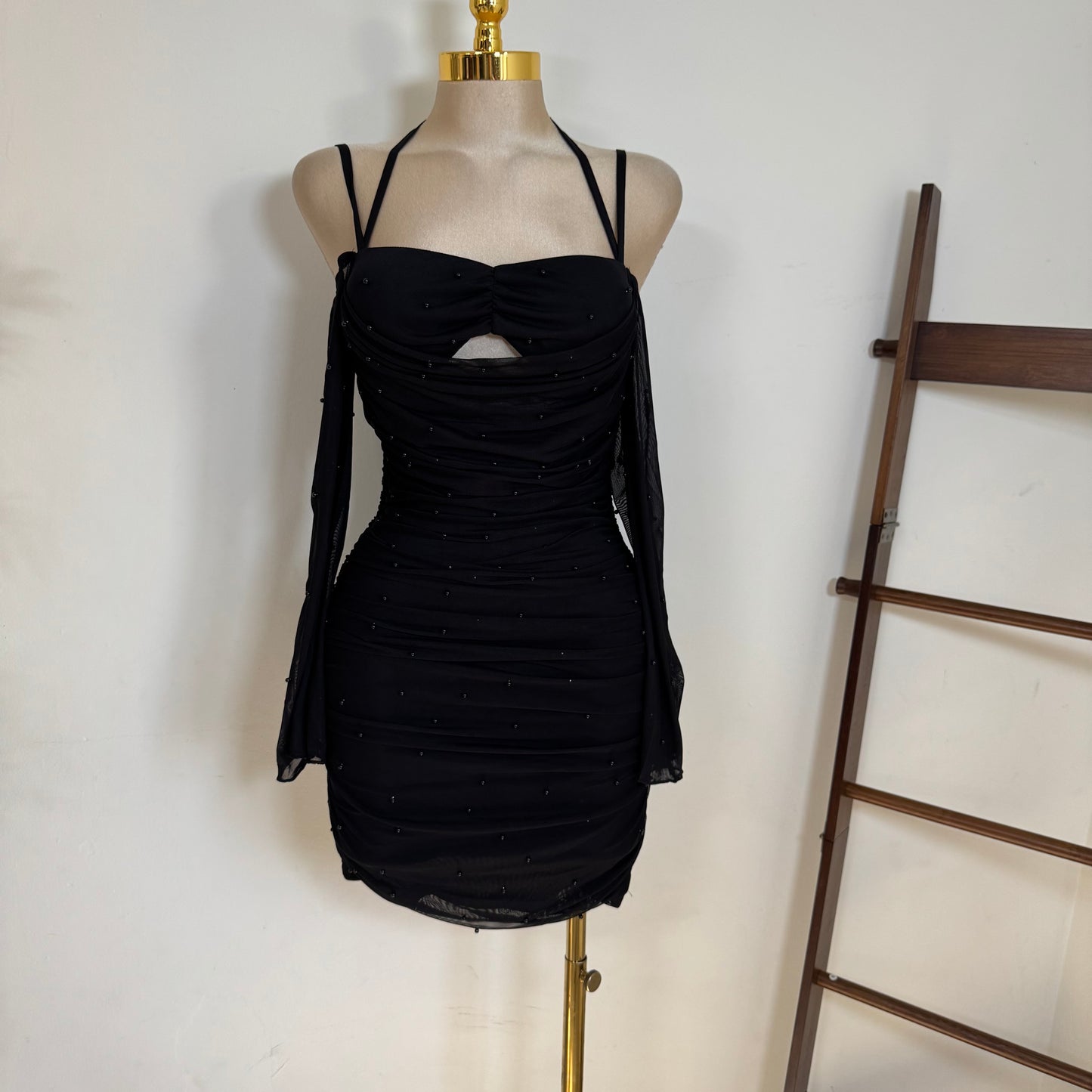 Pearl Long sleeve Dress-Black