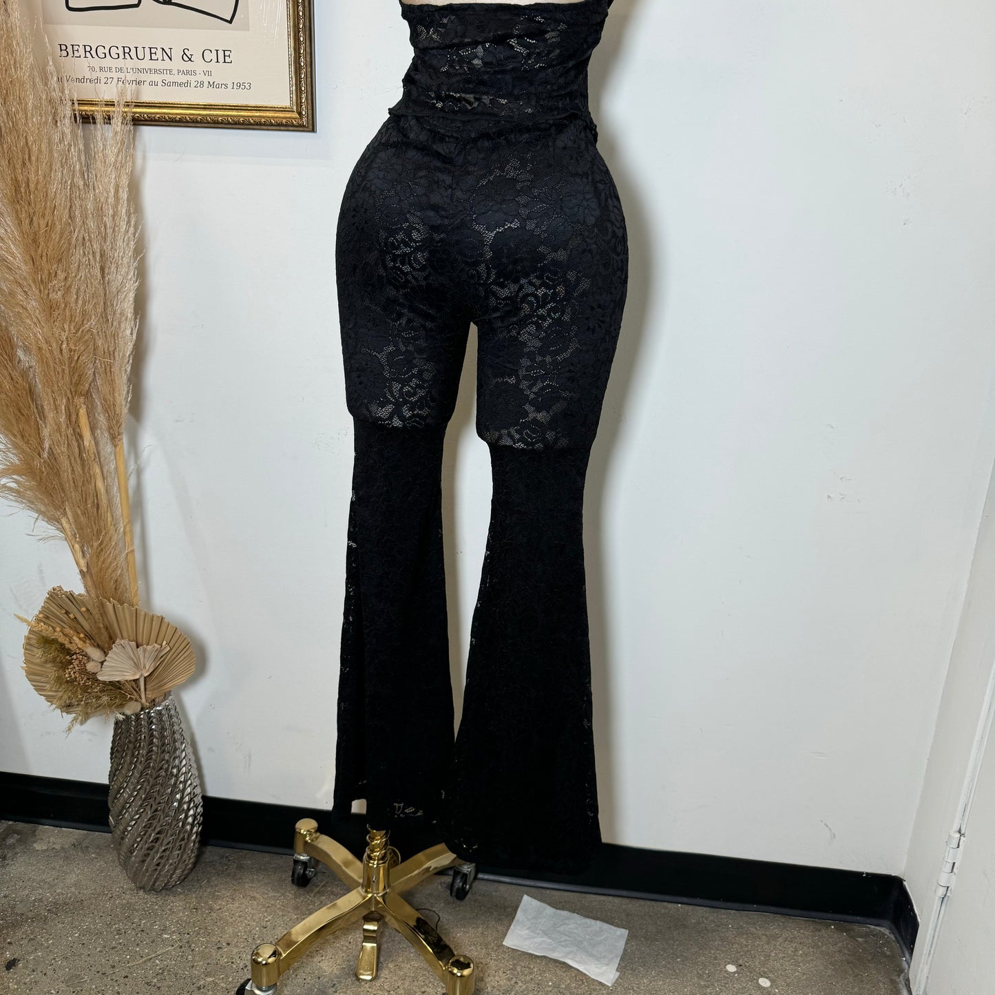 Sexy Lace Pant Set-Black