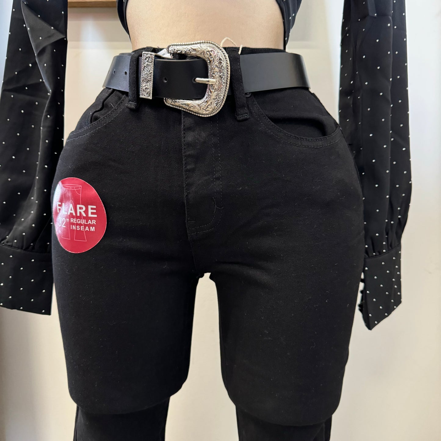 P912956R High Rise Super Flare Regular-Black