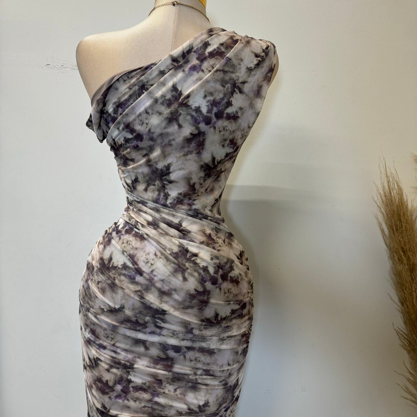 Luxi Dress-White/Olive Multi Color