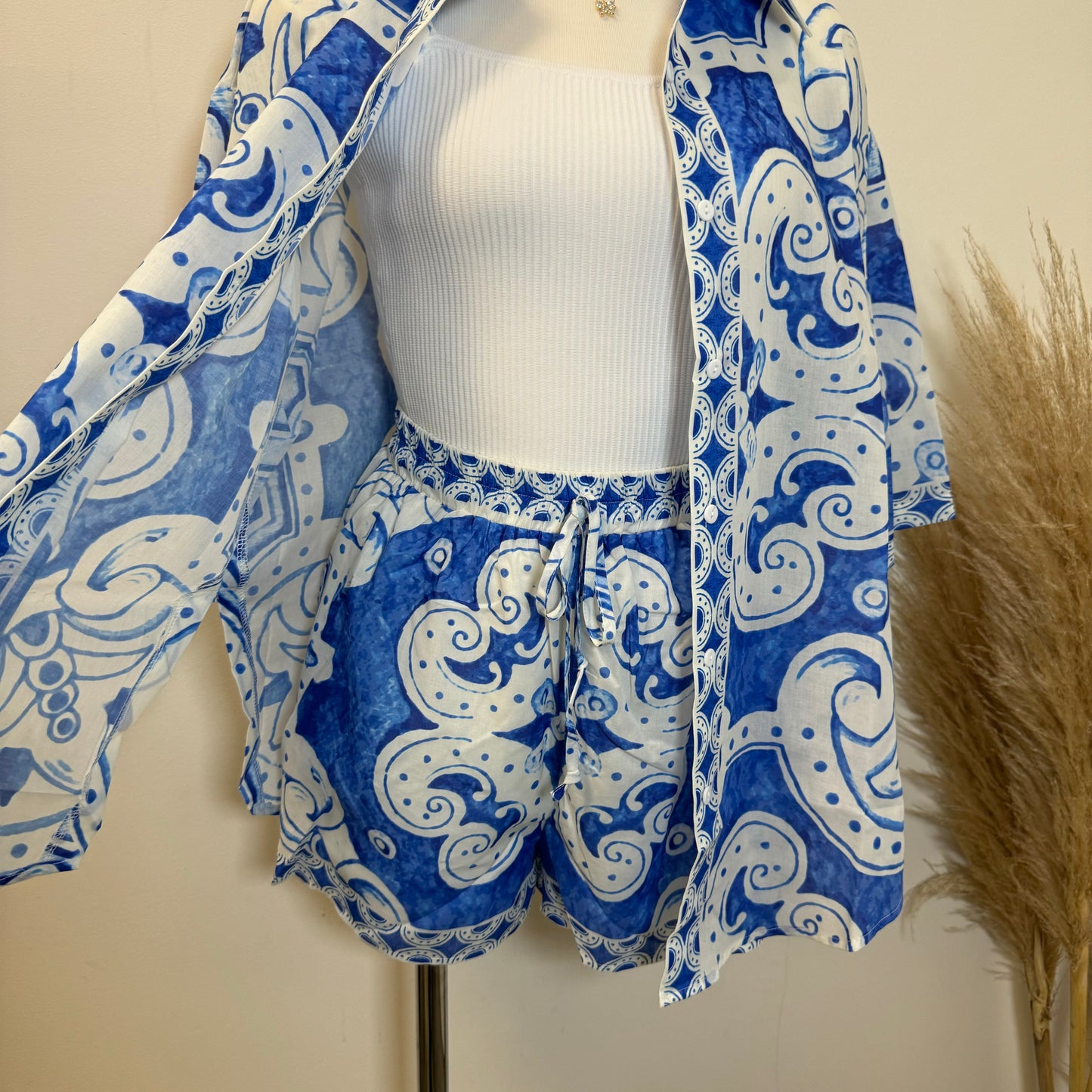 Vacay Two Piece Set-White/Blue