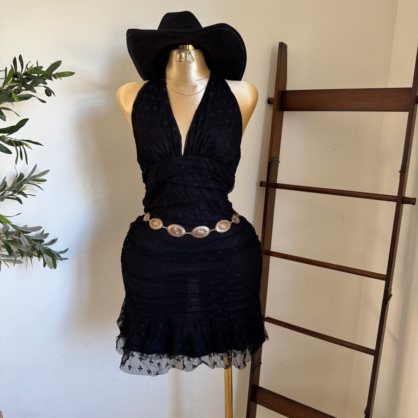 Halter Lace Plus size-Black