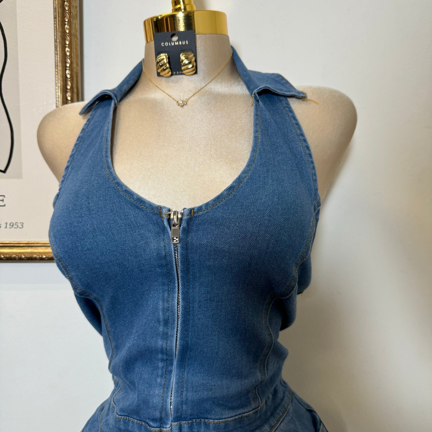 Denim Cargo Dress-Blue
