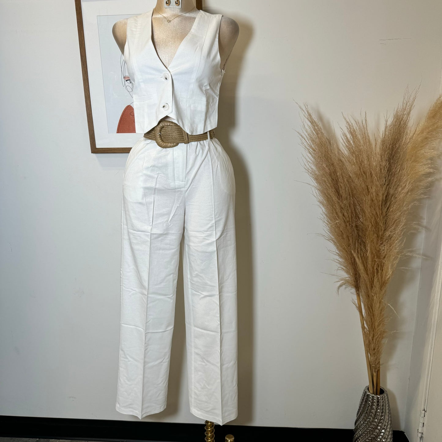 Verano Pant Two Piece Set-White