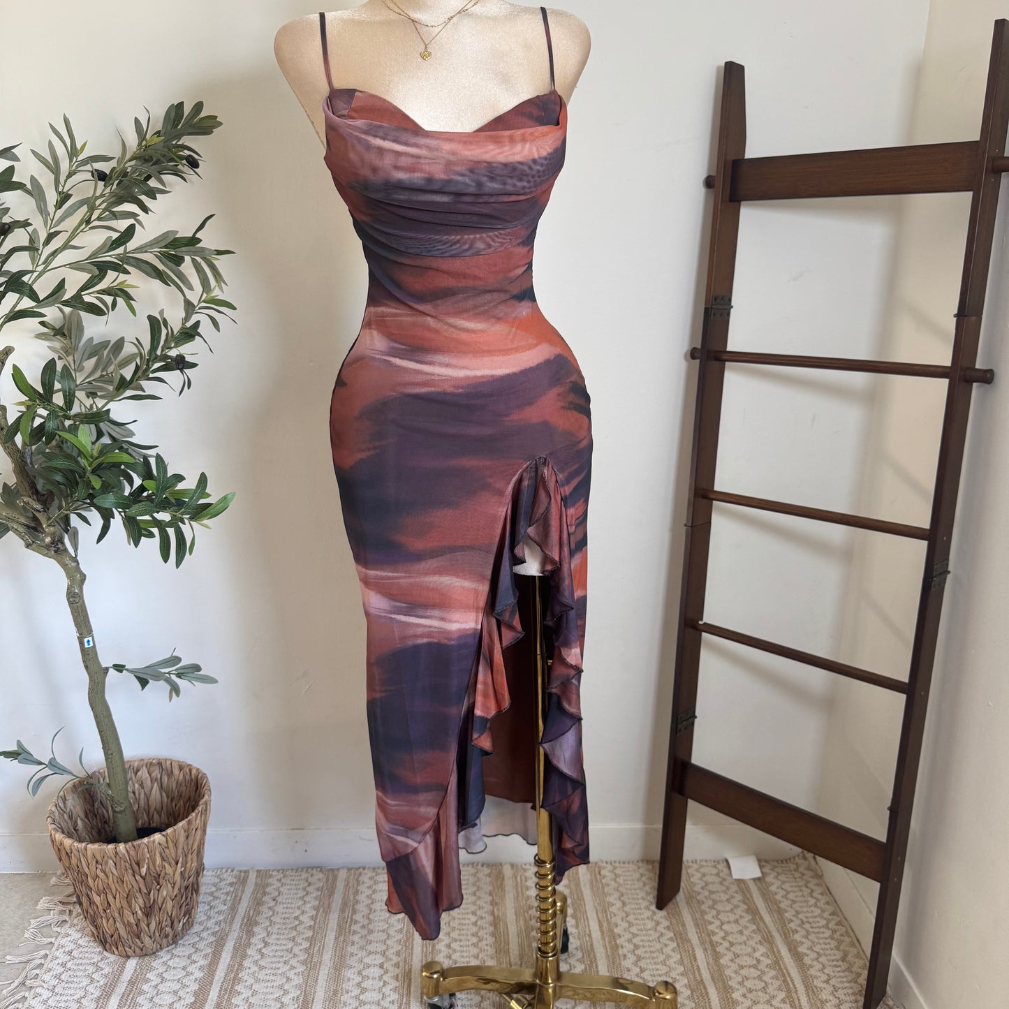 Mismaloya Dress-Multi Brown
