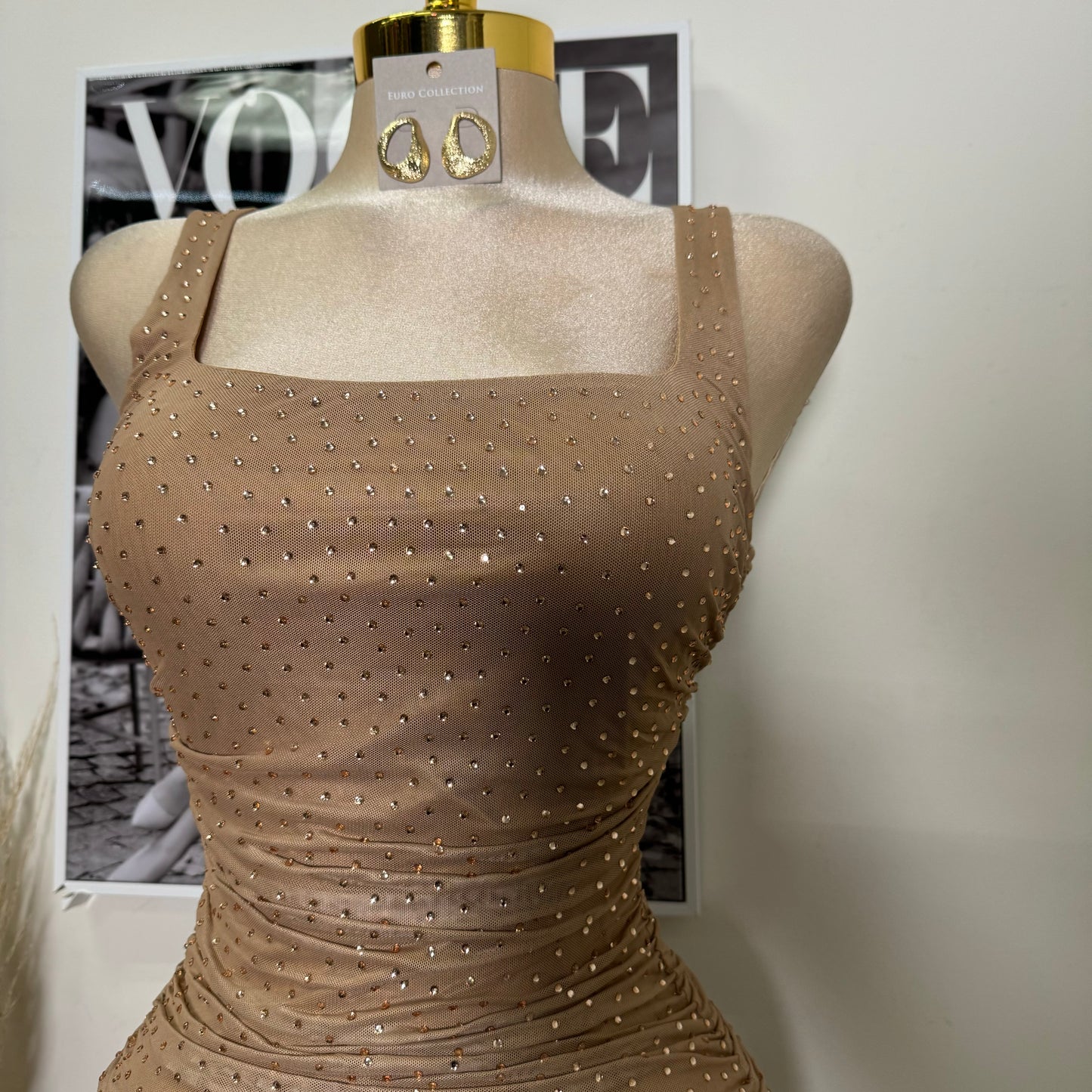 Xia Rhinestone Dress-Hombre Color