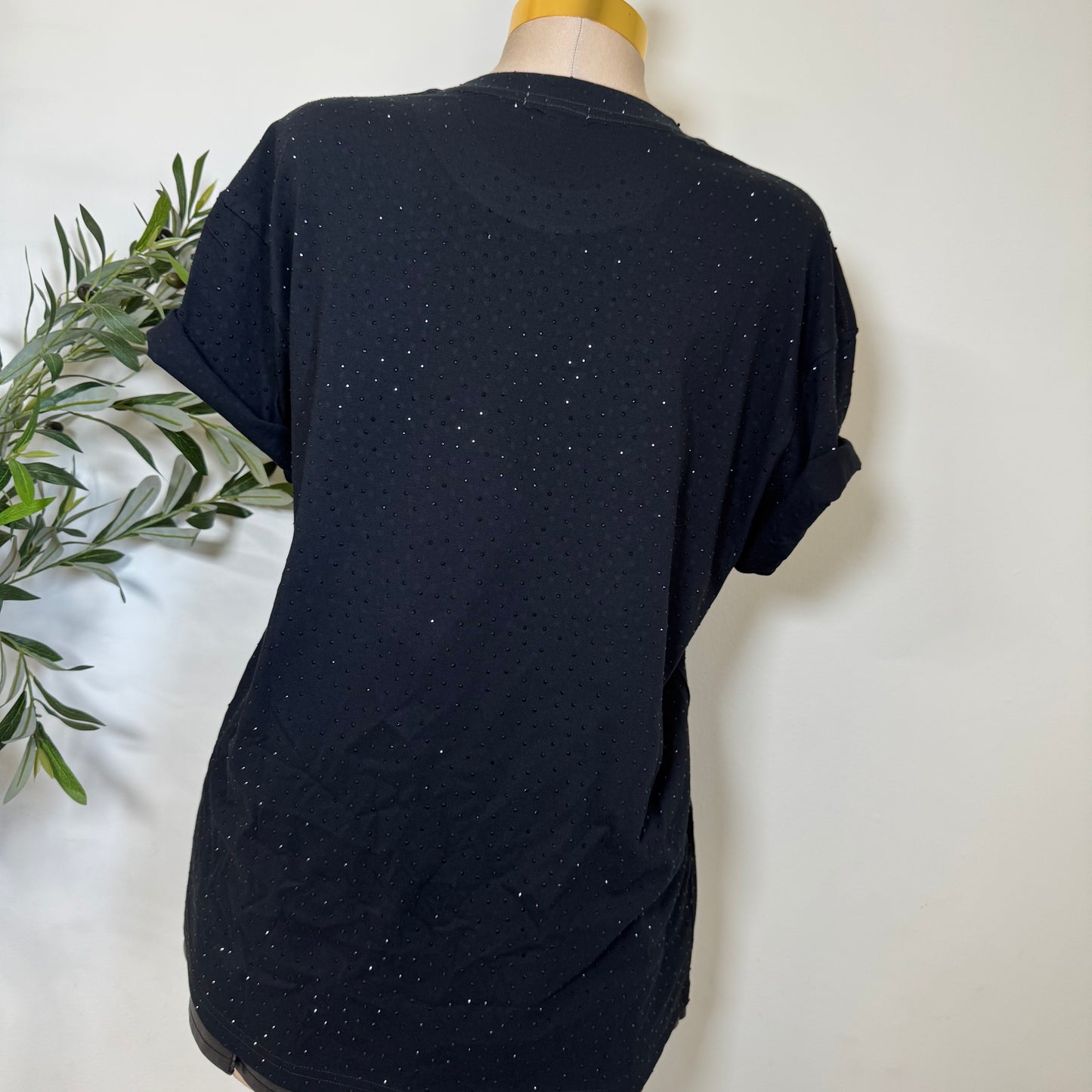 Rhinestone Oversized Top-Black