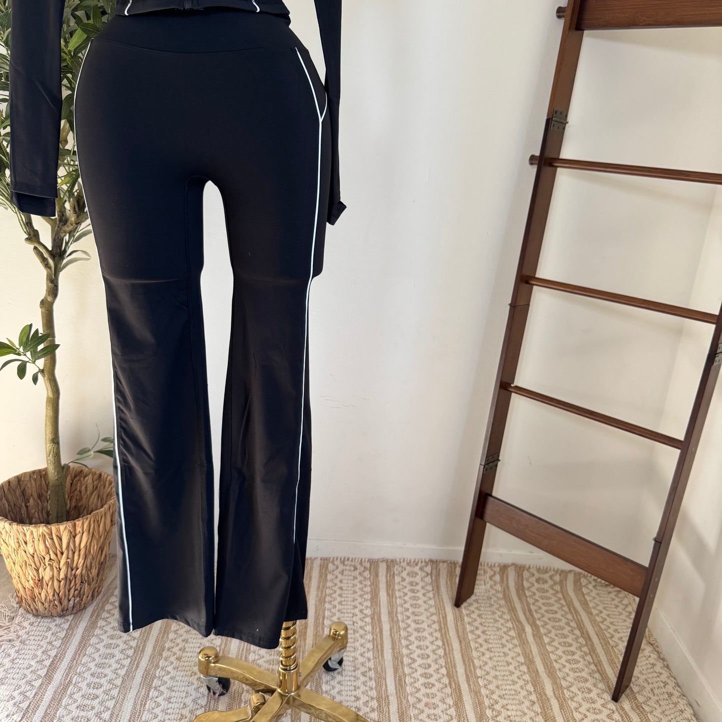 Long Sleeve Jacket Set-Black