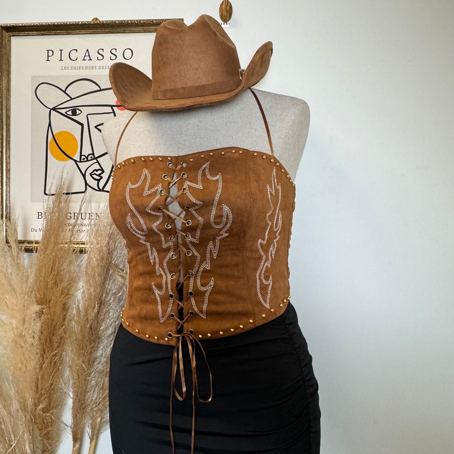 La Yaquesita Corset Top Plus size -Brown