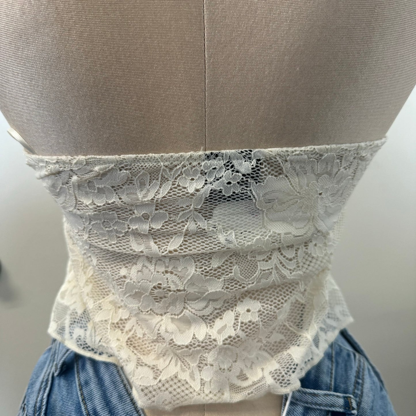 Lace Halter Top-White