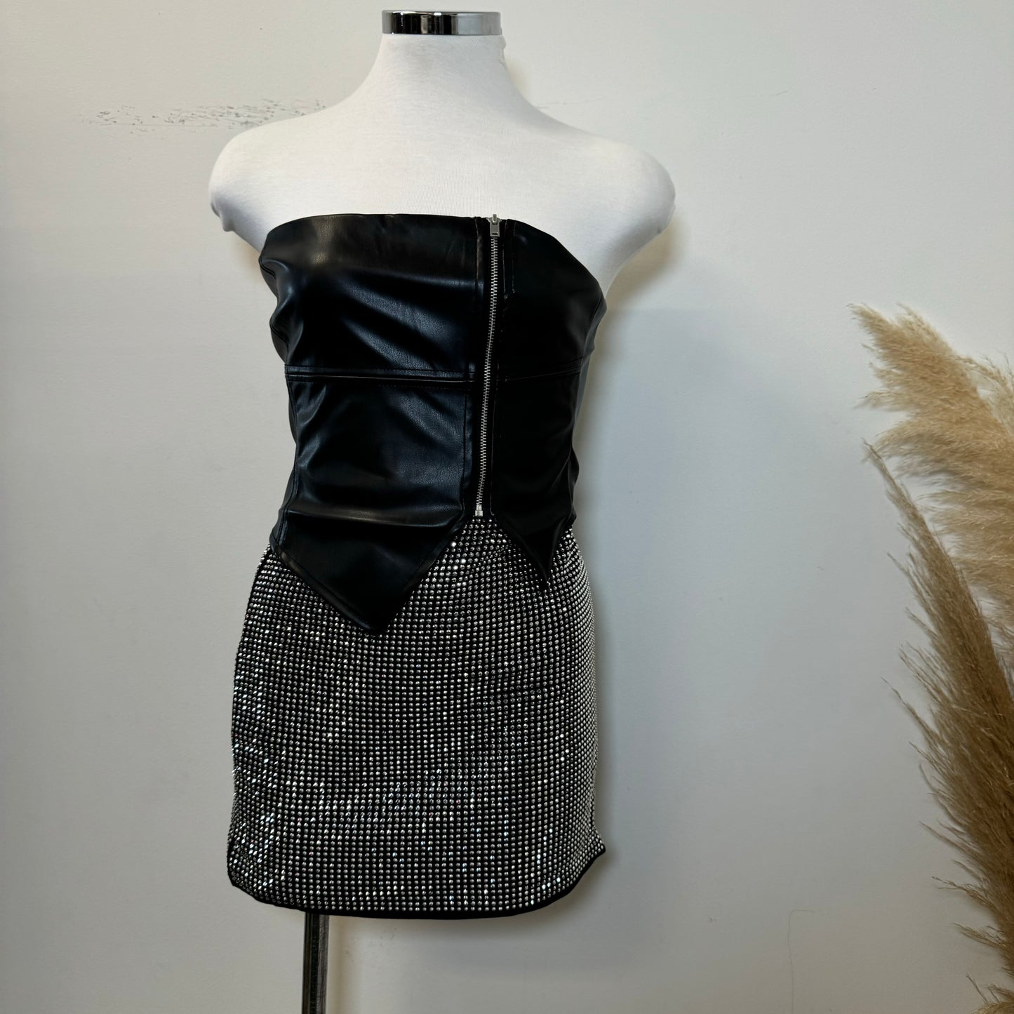 TQM Leather Corset Top-Black