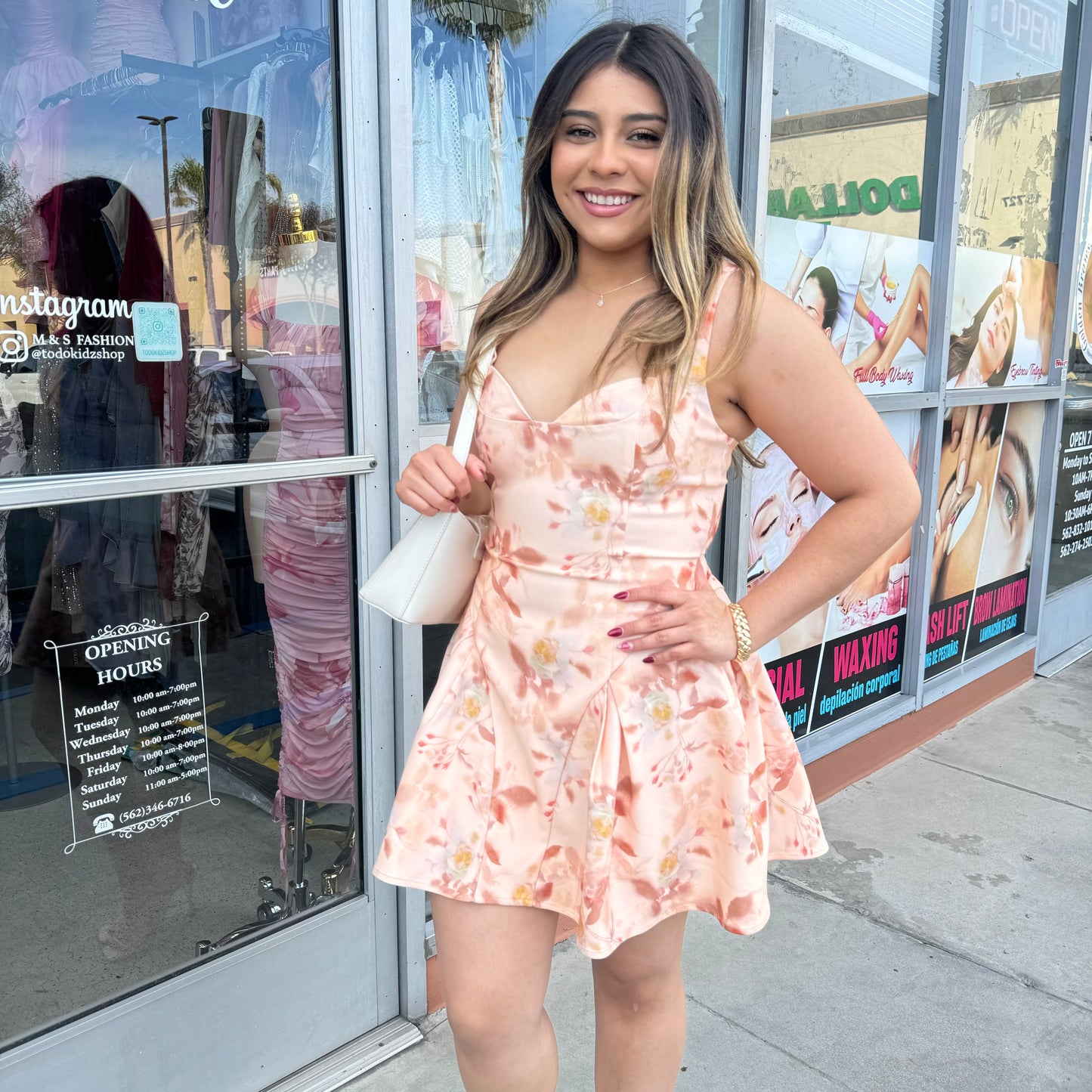 Coquette spring Dress-Peach