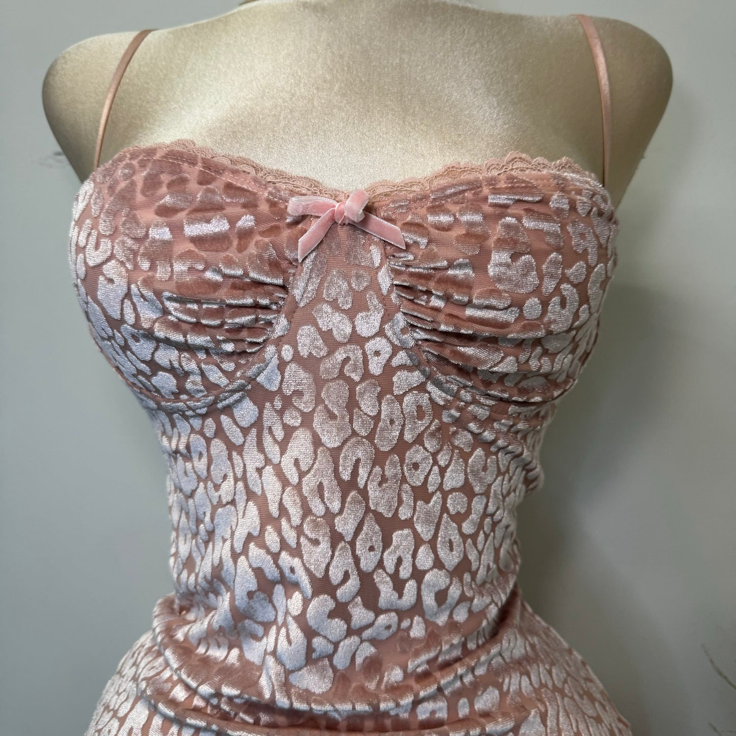 Velvet Animal Print Dress-Pink