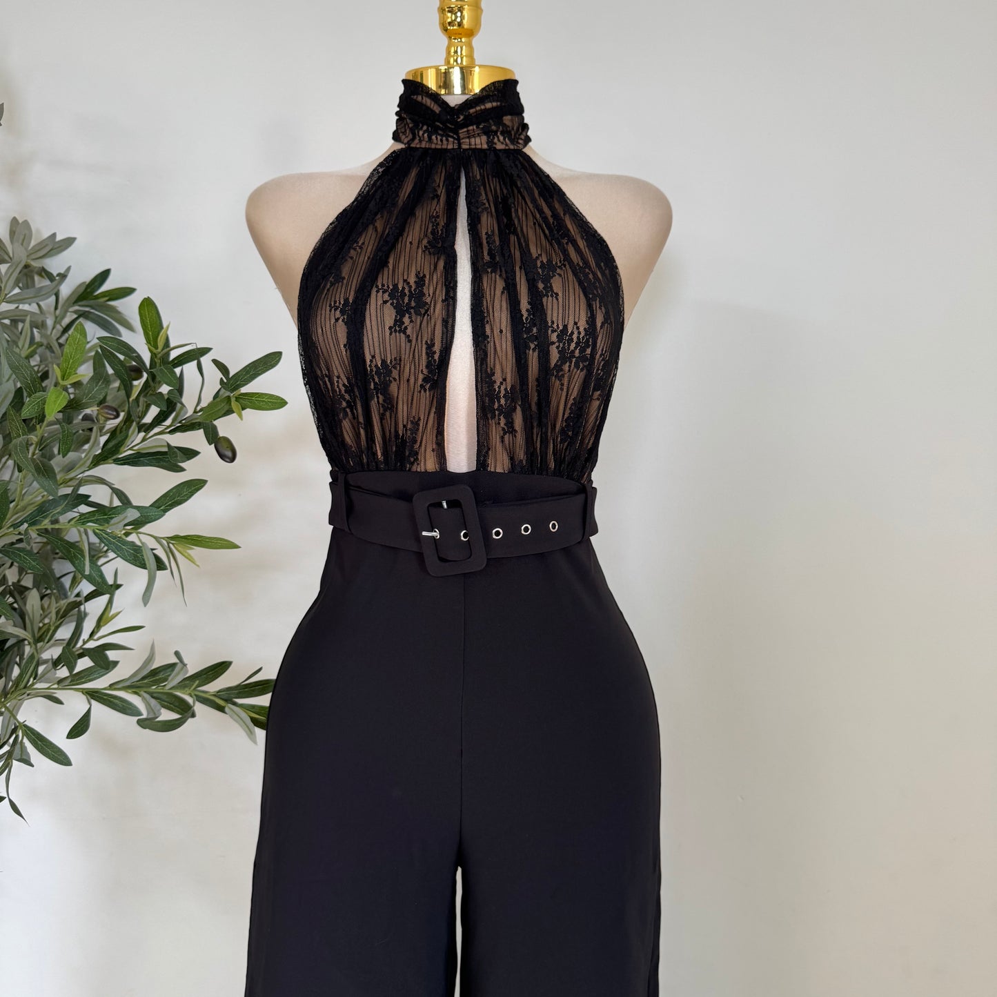 LACE & STRETCH WOVEN JUMPSUIT