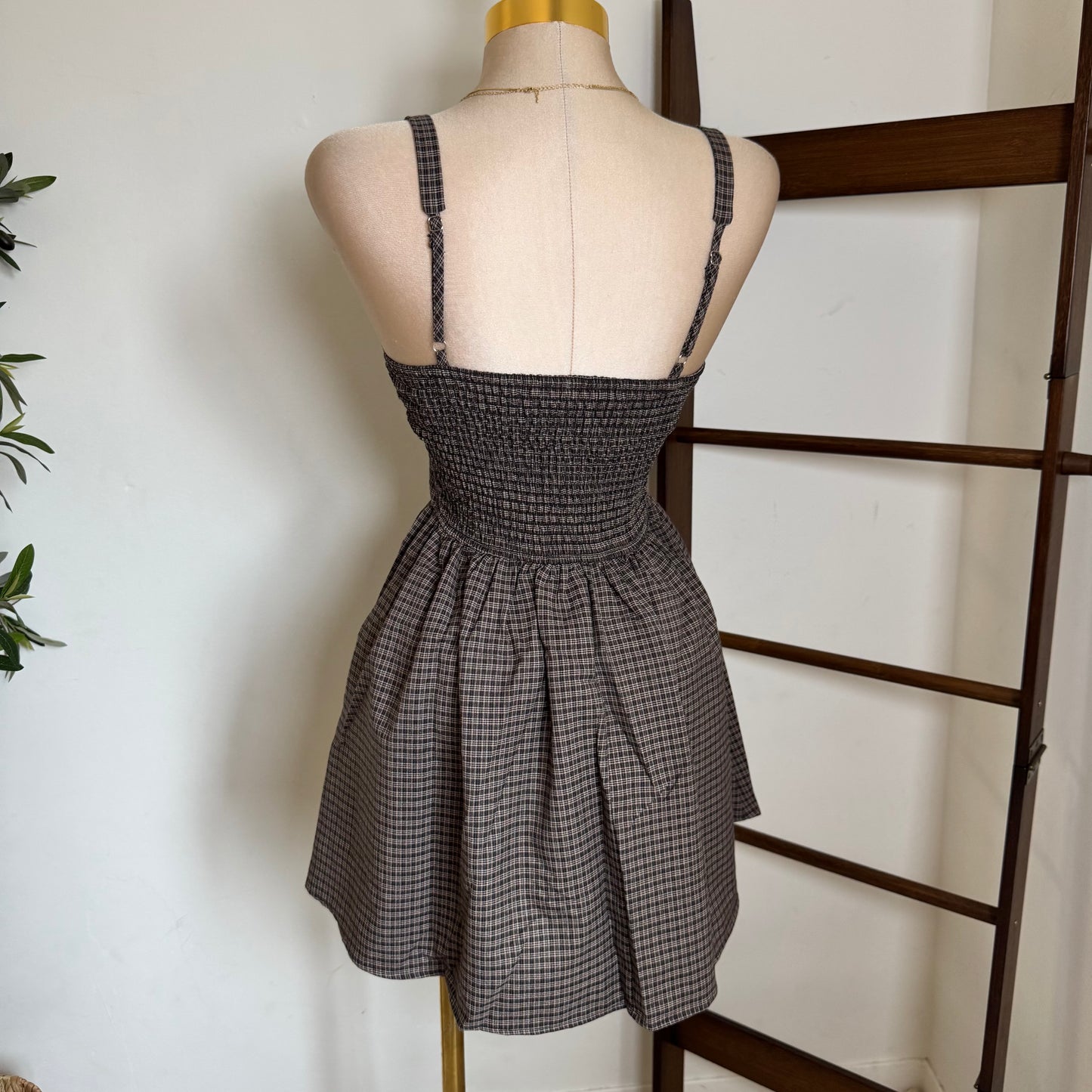 Picnic Corset Mini Dress-Square Print