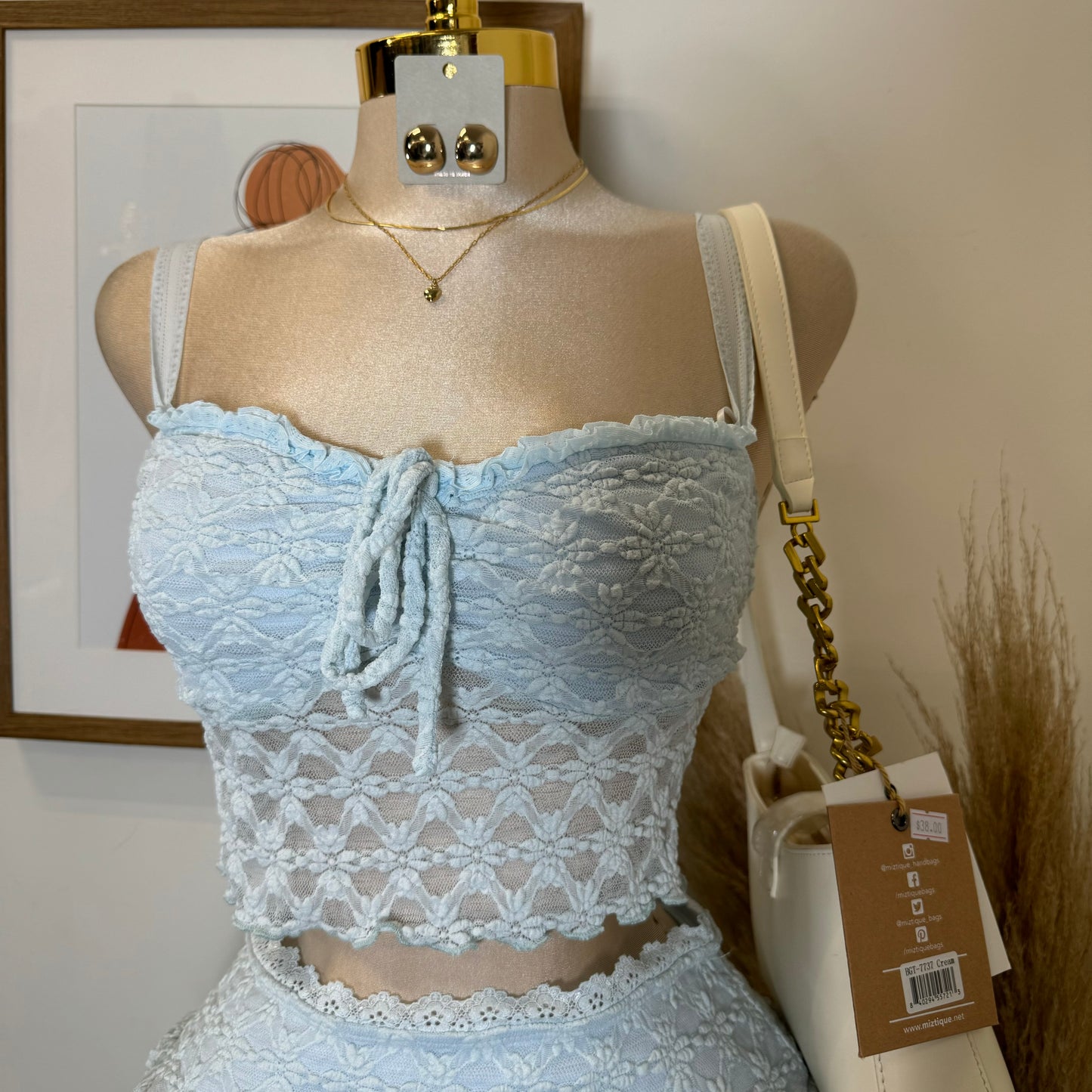 Bonita Lace Flare Skirt Set-baby Blue