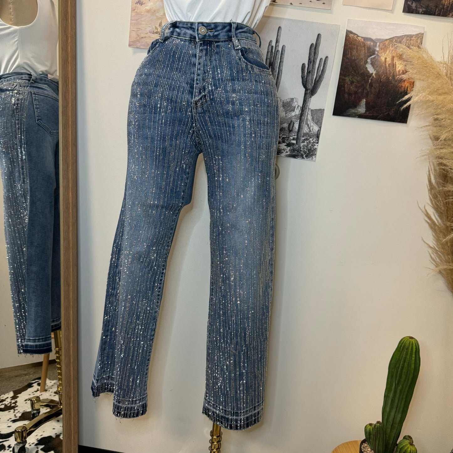 Karla Rhinestone Jeans-Blue