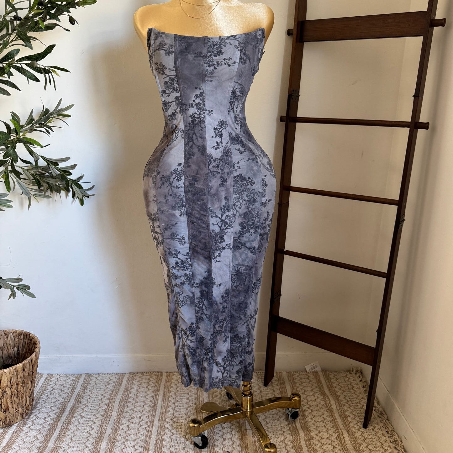 Strapless Midi Dress Plus size -Gris