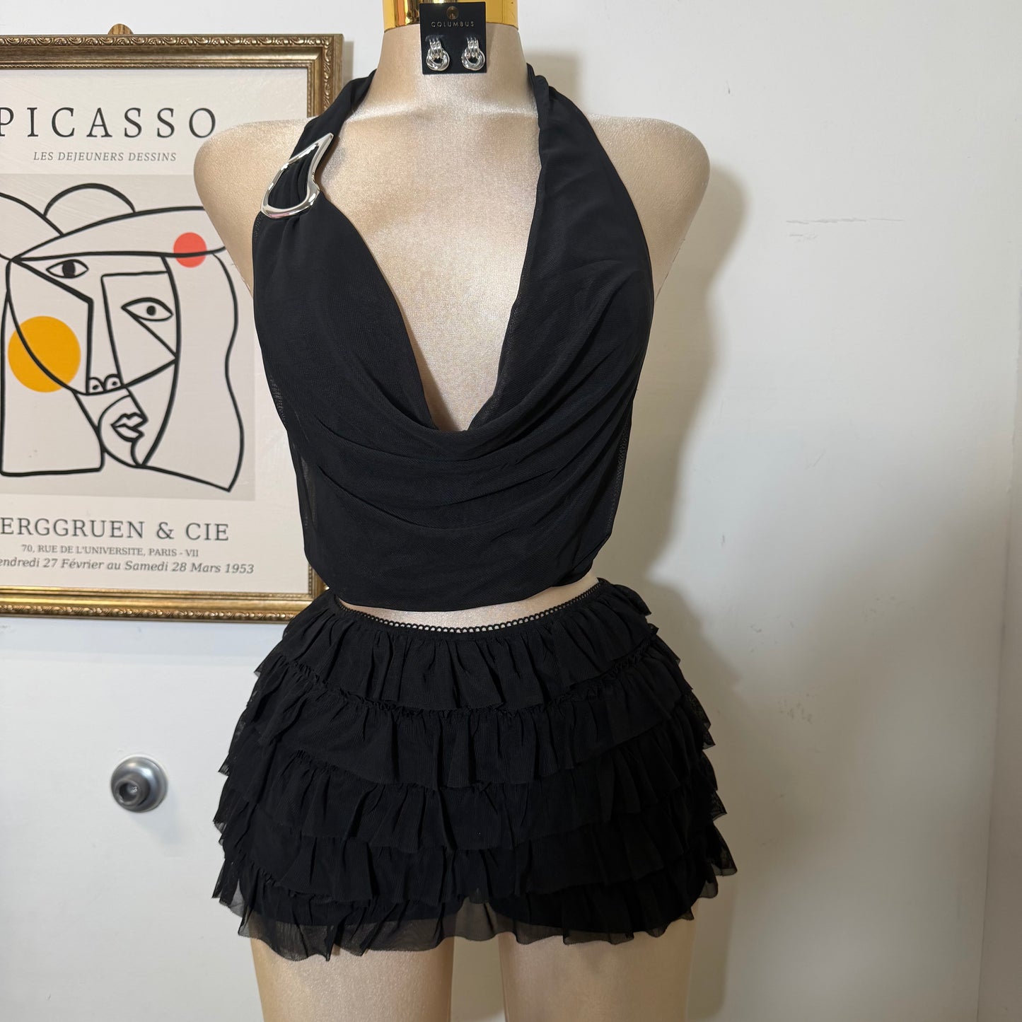 Halter Top And Short Set-Black