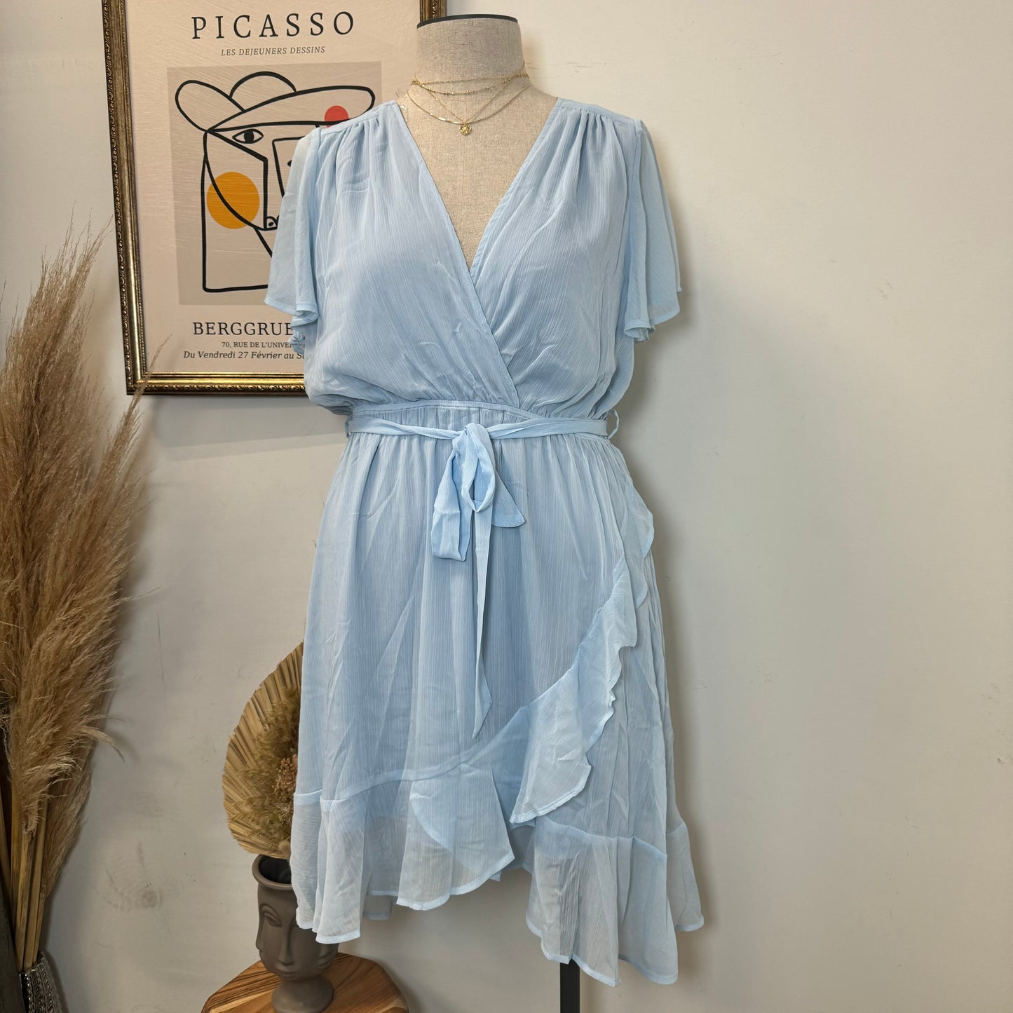 Spring Plus size Dress-Blue