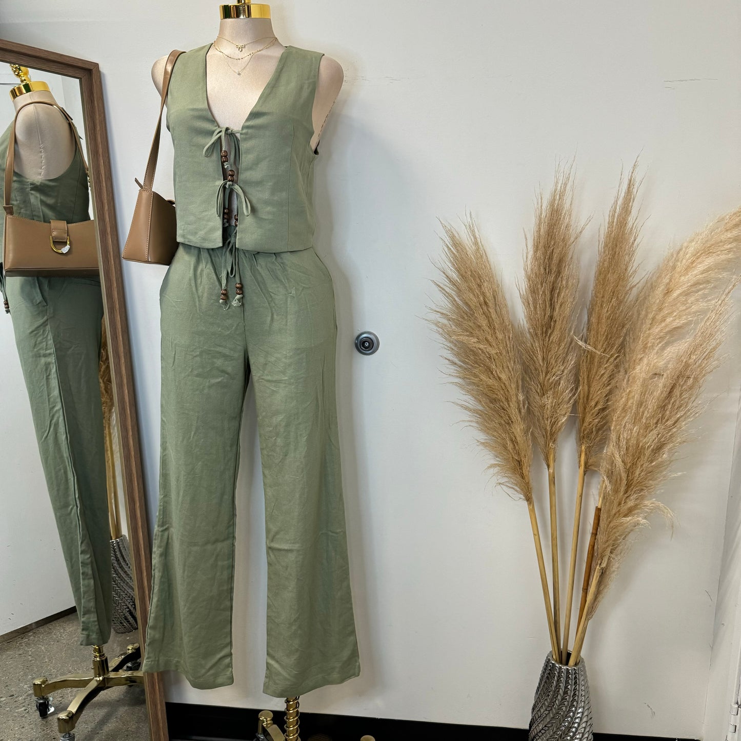 Knot Pant Set-Sage Green